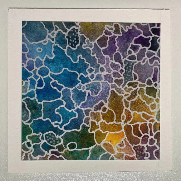 Original Handmade Abstract Watercolor Card Set - 6 Unique Blank Note Cards OOAK - Picture 9 of 14